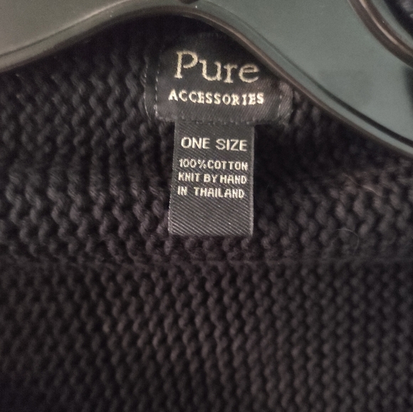 PURE | Original HANDKNIT Button Wrap | Soft 100% Knit Cotton Dark Navy Blue  OS - Picture 7 of 14